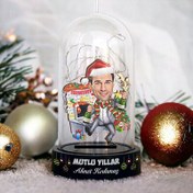 Resim Şömine Önündeki Noel Baba Karikatürlü Fanus Biblo 