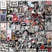 Resim 100 adet Y2K Downtown Maiden Sticker - Siyah & Beyaz Premium Vinil, Gitarlar, Kaykaylar, Su Şişeleri, Arabalar, Bisikletler için Yeniden Kullanılabilir Çıkartmalar - Scrapbooking, Hediyeler ve Parti İyilikleri için İdeal, Sevimli Stickerlar 
