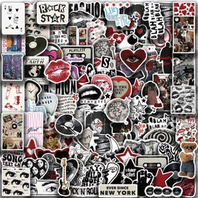 Resim 100 adet Y2K Downtown Maiden Sticker - Siyah & Beyaz Premium Vinil, Gitarlar, Kaykaylar, Su Şişeleri, Arabalar, Bisikletler için Yeniden Kullanılabilir Çıkartmalar - Scrapbooking, Hediyeler ve Parti İyilikleri için İdeal, Sevimli Stickerlar 