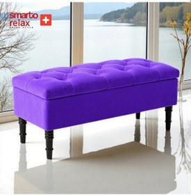 Resim Smarto Relax Puf Gruyères Sandıklı Ayaklı Kapitoneli Dekoratif 110x40x45 Cm Mor Mor 