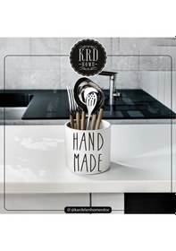 Resim Beyaz Porselen Loza Kaşıklık Mutfak Üstü Organizer 