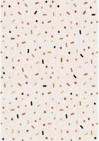 Resim Dijital Kaymaz Yıkanabilir Beyaz Jüt Görünümlü Renkli Geometrik Çocuk Halısı Oyun Halısı DC-9125 Bej 