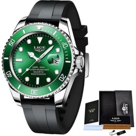 Resim Hanyang Gümüş Yeşil Lıge Izle Erkekler Için Kuvars Spor Su Geçirmez Saatler Üst Marka Lüks Adam Kol Saatleri Dönebilen Çerçeve Aydınlık Tarih Erkek Saatler (Yurt Dışından) 