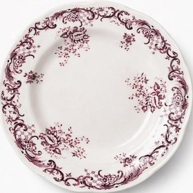Resim 24 Parça 6 Kişilik Mürdüm Floral Desen Porselen Yemek Takımı 