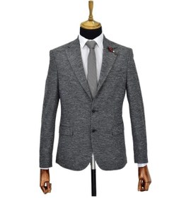 Resim Erkek Tek Spor Ceket Çift Yırtmaçlı Bgl-st03972 Koyu Gri 