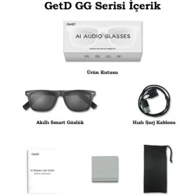 Resim Getd Bluetooth Kulaklıklı Akıllı Gözlük - 2'si 1 Arada Kablosuz Kulaklık + Gözlük | Müzik, Arama, AI Çeviri (Kamerasız)FOTOKROMİK AKILLI LENS, Güneşte Koyu, İçeride Şeffaf ,Tek Gözlükle Tüm Gün Konfor 