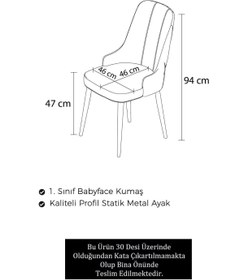 Resim Canisa Newa Serisi, 1.sınıf Babyface Kumaş Beyaz Metal Ayak Gümüş Halkalı, 6 Adet Cappucino Sandalye 22-NEWA06GMS 