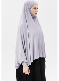 Resim Altobeh Kollu Sufle Çarşaf Üstü Peçeli Pratik Tesettür Hijab - Nikaplı Namaz Örtüsü Gri 