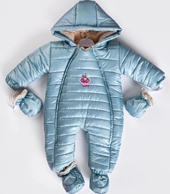 Resim KIZ BEBEK FİGÜRLÜ İÇİ KÜRKLÜ ÇİFT FERMUARLI PATİKLİ ELDİVENLİ ASTRONOT MONT TULUM Pembe 12-18 AY 