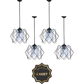 Resim Mediterian 4 Adet Silvano Koza Prizma Sarkıt Salon, Mutfak, Çocuk Odası, Koridor Avize 