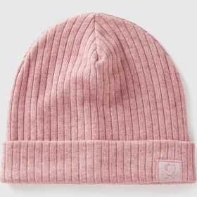 Resim United Colors of Benetton Erkek Çocuk Pembe 3D İşlemeli Astarlı Nervürlü Bere 