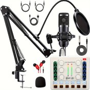 Resim 1set BM800 Taşınabilir Podcast Ekipman Kiti, USB/Pil Güçlü Canlı Ses Kartı, 36V Maks, Şarj Edilebilir 18650 Lityum Pil, Kayıt ve Canlı Yayın İçin İdeal 