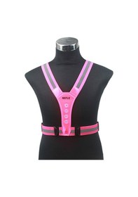 Resim 4led Işıklı Yansıtıcı Yelek, Elastik V Şeklinde - Pembe Çok Renkli 