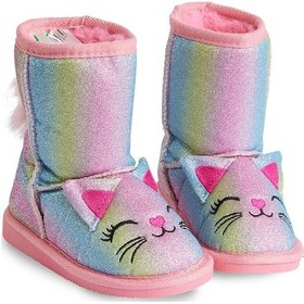 Resim Denokids Kedi Renkli Simli Kız Çocuk Bot Pembe 