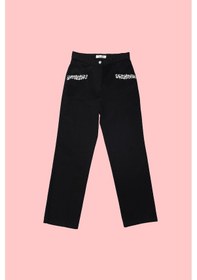 Resim Kadın Maxence Taş Detaylı Pantolon - Siyah Siyah 