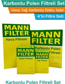 Resim Mann Filter Uzmanparça C-max 1.6 Tdci Dizel Mann Filtre Bakım Seti 2011-2018 |hava+yağ+yakıt+karbonlu Polen 