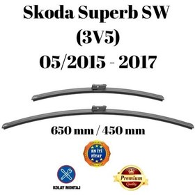 Resim Superb Superb Sw Station Wagon 3v5 2015 2016 2017 Uyumlu Ön Cam Muz Tipi Silecek Süpürgesi Seti 650/450mm Silbak 