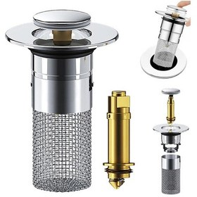 Resim Paslanmaz Çelik Açılır Lavabo Durdurucu Lavabo Süzgeci 2 Adet 