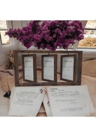 Resim 3 Lü Resim Çerçevesi 3 İla 6 Fotoğraf 360 Derece Döner Fotoğraf Çerçevesi 40 21 Cm Kahverengi 