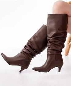 Resim İdimilla Sr-2001 Kahverengi İnce Topuklu Günlük Bayan Çizme Çok Renkli 