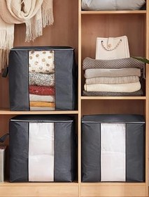 Resim 3 Adet Pencereli Gri Yastık Yorgan Kazak Hurcu / 50x50x36 