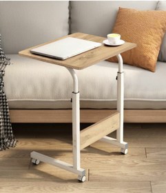 Resim Filament Mobilya Yükseklik Ayarlı Laptop Sehpası - Atlantik Çam Beyaz (TEKERLİ) 60x40 Oval Kenar 