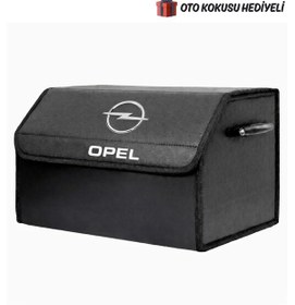 Resim Opel Marka Logolu Oto Bagaj Organizer Çanta Oto Bagaj Çantası 2 Bölmeli Suni Deri Boyutlar : 48 Cm X 31 Cm X 29 Cm 