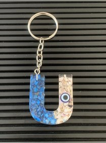 Resim GultekinShop Epoksi Nazar Boncuklu U Harfi Hediyelik Harf Anahtarlık 