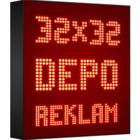 Resim Depo Tabela Reklam Kırmızı Kayan Yazı LED Tabela 32 x 32 cm Tek Taraflı Depo Reklam Tabela 