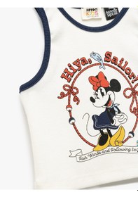 Resim Koton Minnie Mouse Lisanslı Baskılı Kaşkorse Kolsuz Crop Atlet Ekru 5skg30078ak Ekru 