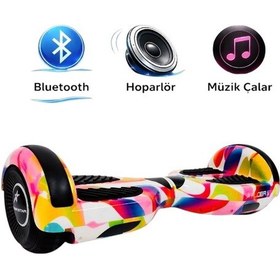 Resim Elektrikli Kaykay Hoverboard Bluetooth Hoparlörlü 6.5 Inch Otomatik Akıllı Denge RS-S5 -Rainbow Mix 