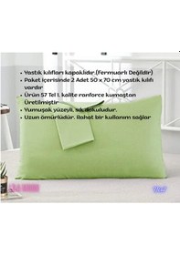 Resim Yeşil Renkli Pamuklu Ranforce Kumaştan Yastık Kılıfı 2 Adet Yeşil 