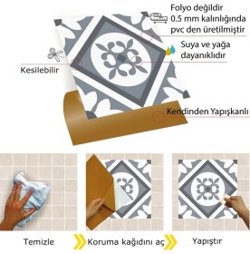 Resim Kendinden Yapışkanlı Geometrik 02 Desenli Pvc Karo 30X30 cm (33 Adet) 3m2 