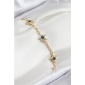 Resim Pirinç Zirkon Taşlı Yıldız Model Gold Renk Kadın Bileklik 