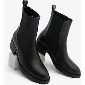 Resim Marjin Kadın Elastik Yan Bantlı Topuklu Günlük Bot Espato Siyah 