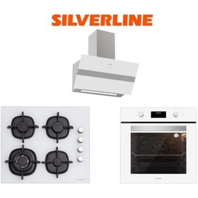 Resim Silverline Bo6502w02-cs5429w01-3472 Bold 60 Cm Beyaz Cam Ankastre Set 