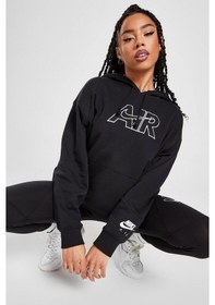 Resim Nike Air Oversize Hoodie Kapüşonlu Kadın Oversize Bol Kesim Sweatshirt Siyah Siyah 