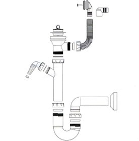 Resim GPD Taşmalı Makina Çıkışlı S'li Eviye Sifonu 