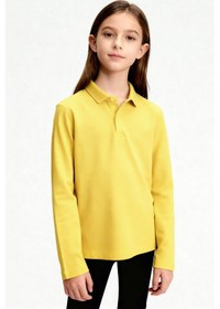 Resim Tommylife Sarı Polo Yaka Basic Uzun Kollu Erkek Çocuk T-shirt - 11170 SARI 