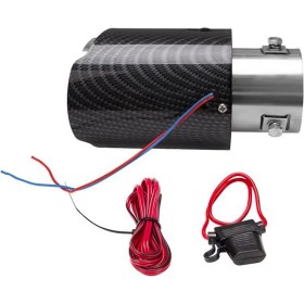 Resim Gaman Paslanmaz Modifiye Egzoz Ucu Mavi/kırmızı/mor LED Işıklı Egzoz 60MM Kolay Montaj Carbon Görünümlü 