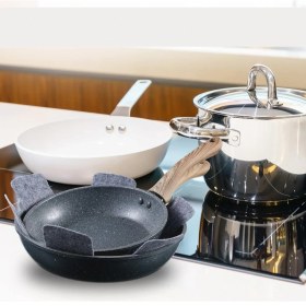 Resim Beylini Tencere Tava Teflon Koruyucu Keçe 3'lü Set Gri 30 x 30 cm Çizdirmez Özellikli 