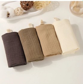 Resim Yumuşak Emici Gazlı Bez Pamuk Kare Havlu Yıkama El Yüz Havlusu Krep Musli A017-4pcs-khaki A017-4pcs-khaki Çok Renkli 