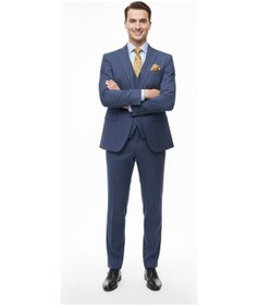 Resim Presto Erkek Slimfit Armürlü 6 Drop Yelekli Takım Elbise Lacivert 786-250 Lacivert 