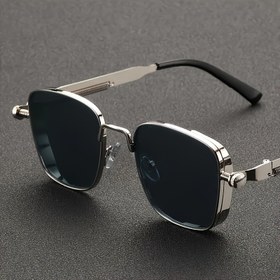 Resim Retro Kare Steampunk Metal Çerçeve Gözlükler - Gelişmiş Retro Tarz Moda Gözlükleri - Hem Erkekler hem de Kadınlar için Uygun - Günlük İş ve Moda Tutkunları İçin Mükemmel Hediye 