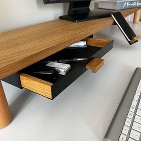 Resim Monitör yükseltici, Ekran yükseltici - Ahşap monitör standı - Desk shelf 