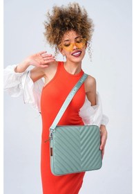 Resim Omuz Askılı Notebook Çanta Tablet Laptop Kılıfı 13"-14" V Model Deri Mint Yeşili 