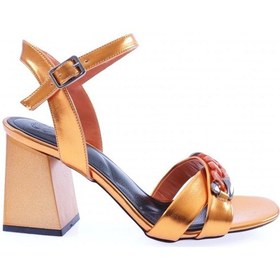 Resim Dgn 847-23y Kadin Çapraz Bantli Burgu Aksesuarli Topuklu Sandalet 847-1922-R0199 Turuncu 