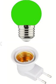 Resim PUFFIN Açma Kapama Anahtarlı Duy Fişli + 1w Tasarruflu E27 Led Gece Lambası Yeşil Işık 