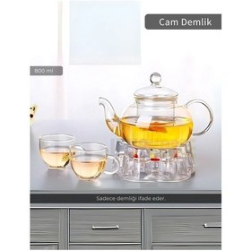 Resim Jet's Home Cam Demlik Borasilikat Demlik Şeffaf Süzgeçli Çay Demliği Isıya Dayanıklı Bitki Çayı Demlik 800 Ml Şeffaf 