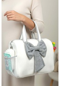 Resim Bow Gri Kurdele Anne Bebek Bakım Çantası Çok Renkli 